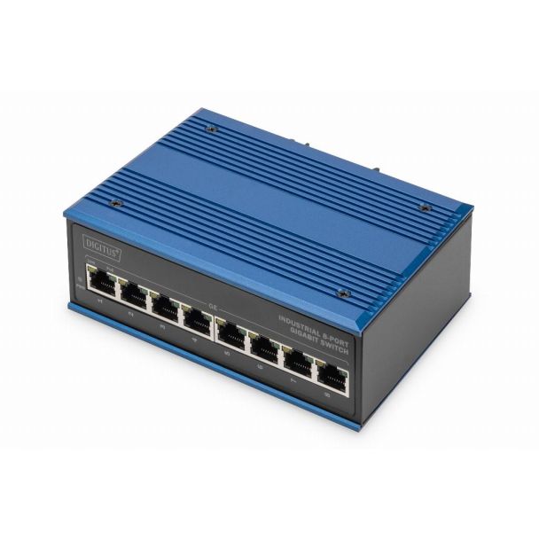 Digitus 8 Port Gigabit Ethernet Network PoE Switch, Industrial, Unmanaged