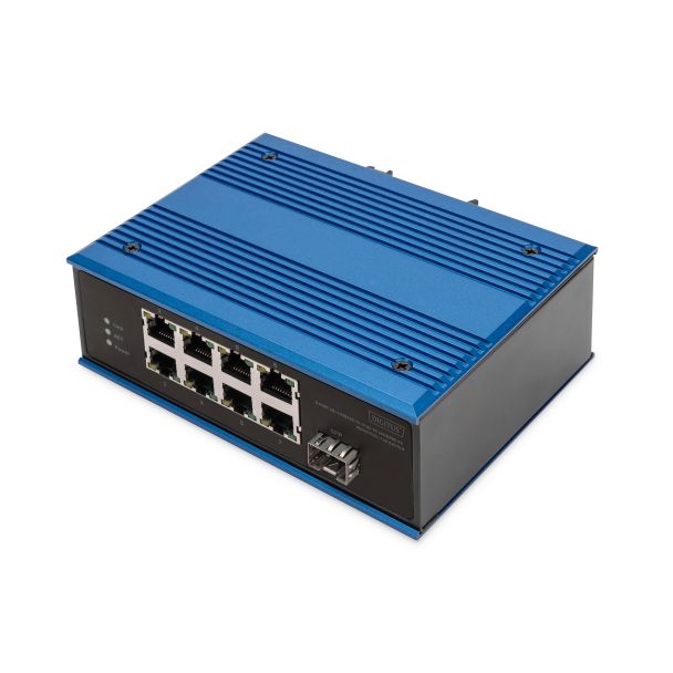 Digitus Switch di rete Fast Ethernet PoE a 8 porte, industriale, non gestito, 1 uplink SFP