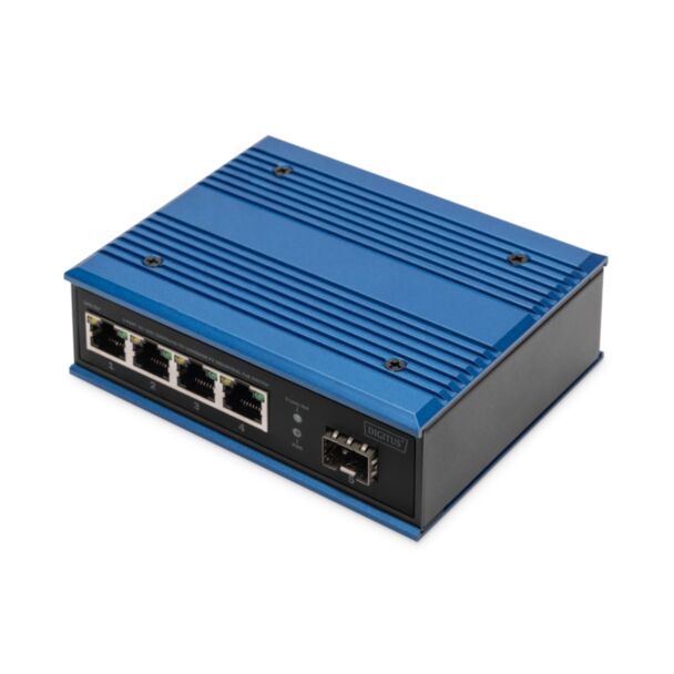 Digitus Switch PoE di rete Gigabit Ethernet a 4 porte, industriale, non gestito, 1 uplink SFP