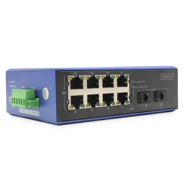 Digitus Switch industriale a 8+2 porte Gigabit Ethernet