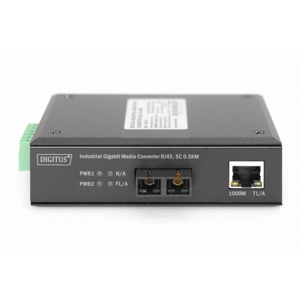 Digitus Media converter Gigabit di grado industriale RJ45, SC 0,5 km