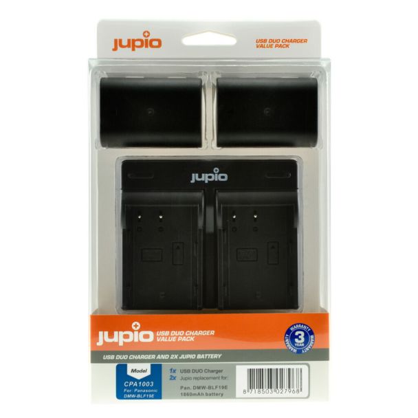 Jupio Value Pack: 2x Battery DMW-BLF19E 1860mAh + USB Dual Charger for Panasonic
