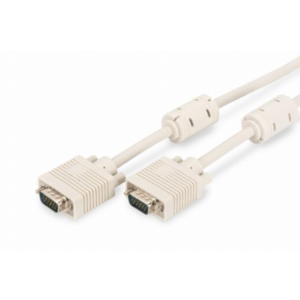 Digitus Cavo di collegamento VGA Monitor, HD15 M/M, 1,8 m, 3Coax/7C, 2xferrite, beige