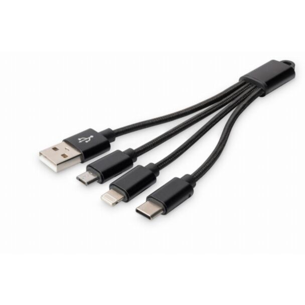 Digitus 3-in-1 USB charging cable, 0.15m