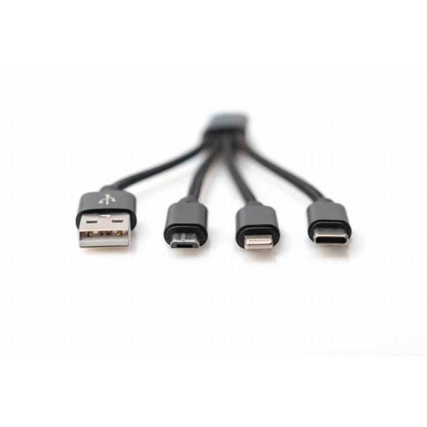 Digitus Cavo di ricarica USB 3 in 1, 0,15 m