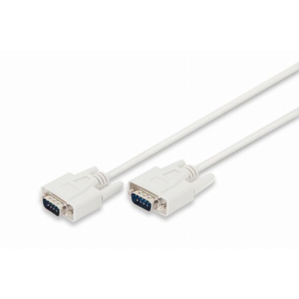 Digitus Trasferimento dati, cavo di collegamento, D-Sub9 M/M, 2,0 m, seriale, stampato, beige