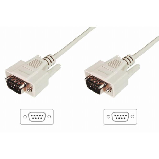 Digitus Trasferimento dati, cavo di collegamento, D-Sub9 M/M, 3,0 m, seriale, stampato, beige