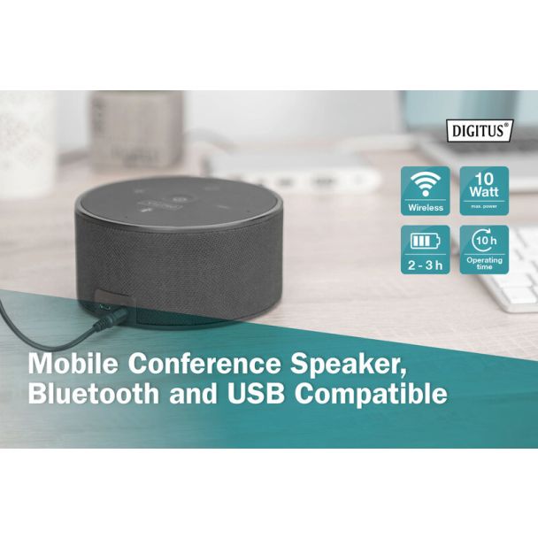 Digitus Altoparlante mobile per conferenze, compatibile con Bluetooth e USB