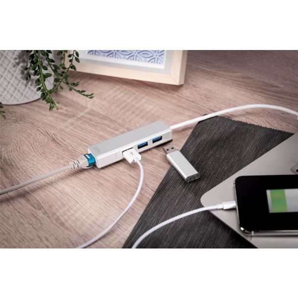 Digitus USB 3.0 3-Port Hub & Gigabit LAN Adapter