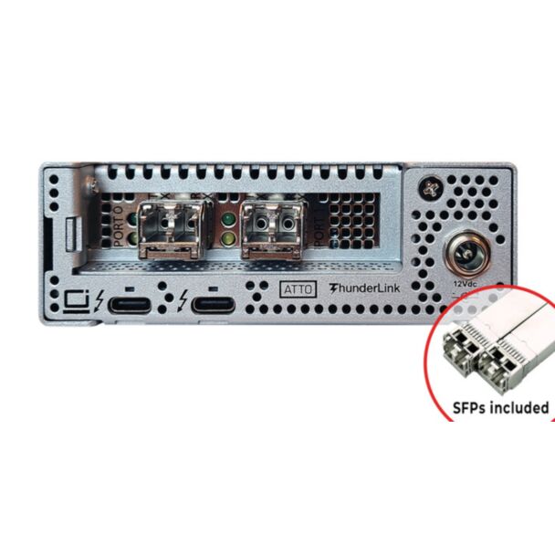 Atto TLFC-5642-D00 Thunderbolt 5 to 64Gb Fibre Channel with 2 SFP+ modules fibre optic adapter SFP+ 1 pc(s) Grey