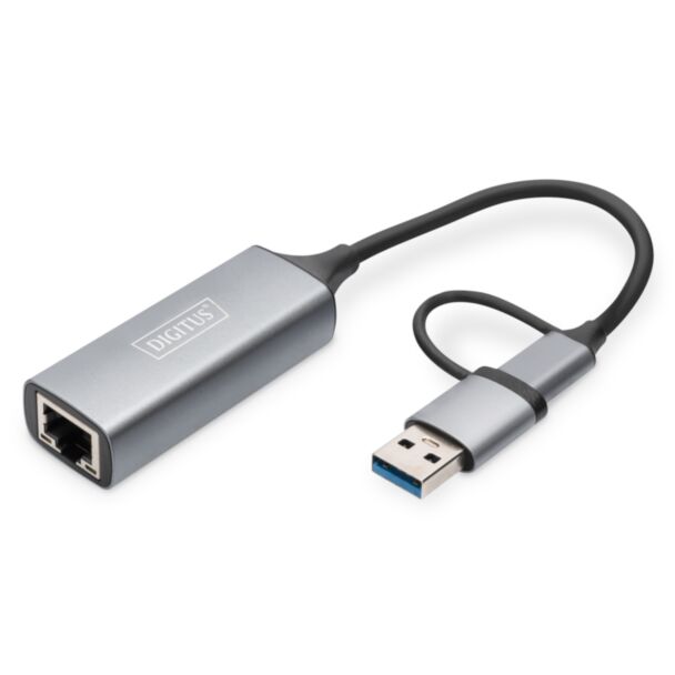 Digitus USB Type-CTM Gigabit Ethernet Adapter 2.5G, USB-CTM + USB A (USB3.1/3.0)