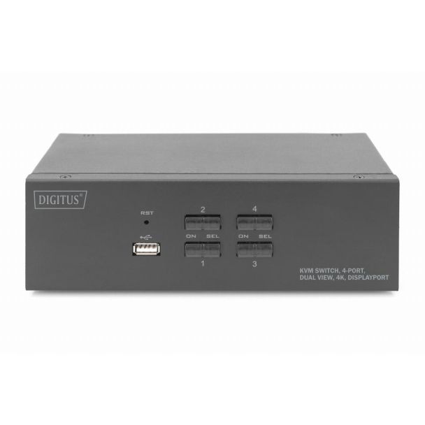 Digitus Switch KVM, 4 porte, Dual Display, 4K, DisplayPort®