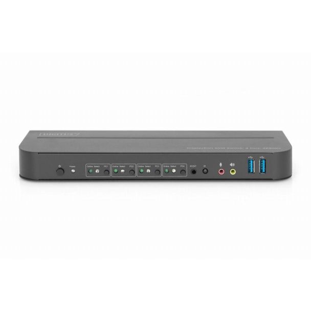 Digitus Switch KVM, 4 porte, 4K60Hz, 4 x DP in, 1 x DP/HDMI out