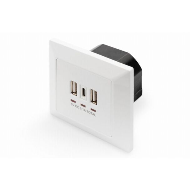 Digitus Socket with USB A & USB-CTM Ports, flush mounted