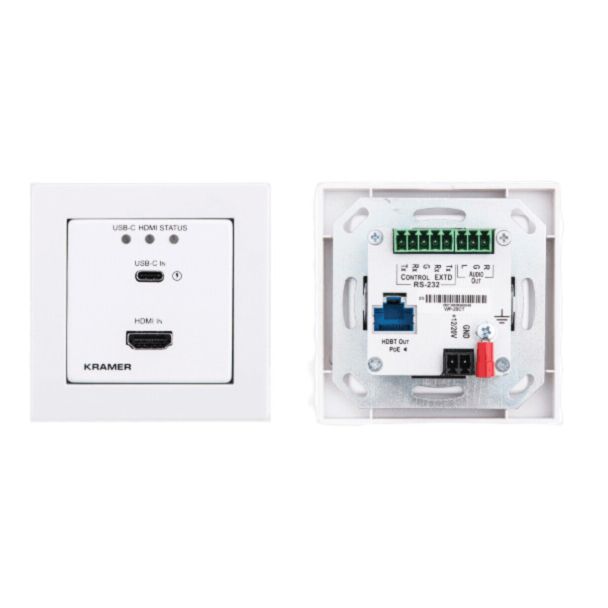 Kramer WP-20CT/EU-80/86(W) – 2x1 USB-C/HDMI HDBaseT wall-plate switcher transmitter, EU/UK white