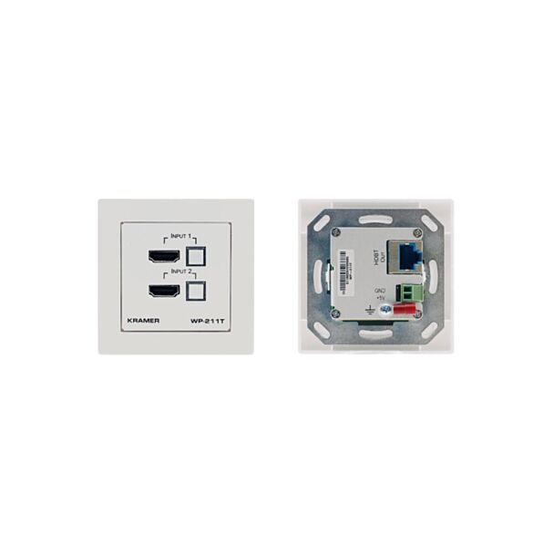 Kramer WP-211T/EU-80/86(W) – 2x1 4K HDMI wall-plate switcher with HDBaseT transmitter, EU/UK white