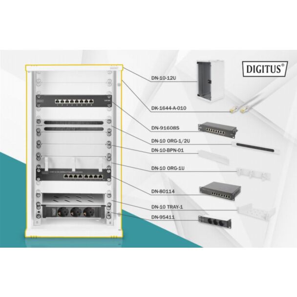 Digitus Network Set - 254 mm (10") - 12U, 312 x 300 mm (W xD)