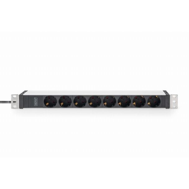 Digitus Socket Strip with Aluminum Profile, 8-way safety socket, 2 m cable, IEC C20 plug