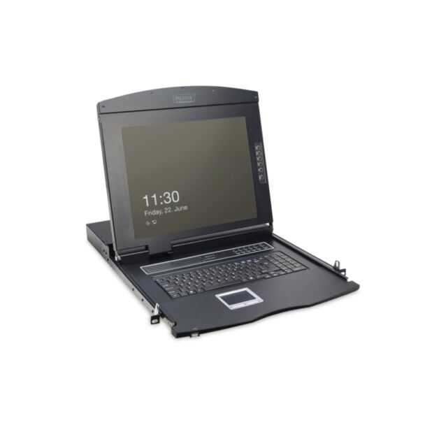 Digitus Console modulare con TFT da 17" (43,2 cm), 16 porte Cat.5 KVM e touchpad, tastiera russa