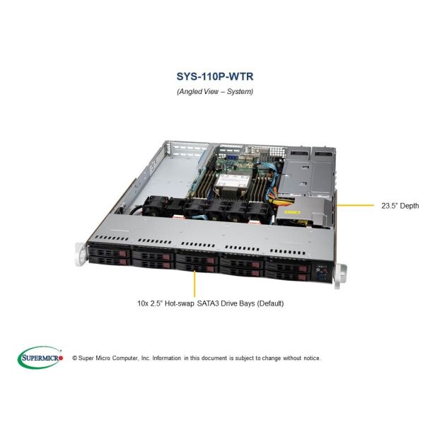 Supermicro SYS-110P-WTR server Rack (1U) Intel® Xeon® 3000 Sequence DDR4-SDRAM 750 W