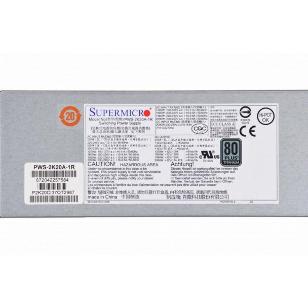 Supermicro PWS-2K20A-1R power supply unit 2200 W 1U Silver