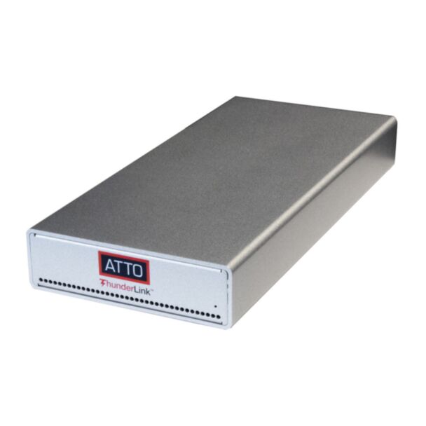 Atto Technology Dual 40Gb to Dual 25Gb Ethernet Thunderbolt 3 Adapter, SFP28, CEE 7/7 (SHUKO) power cord and BS 1363 UK10 power cord included