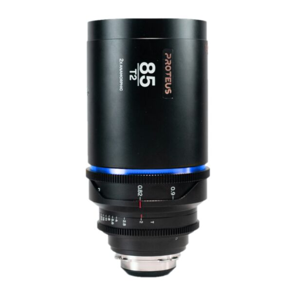 Laowa Proteus 2X 85mm T2 flare blu, scala in piedi, anamorfico PL/EF
