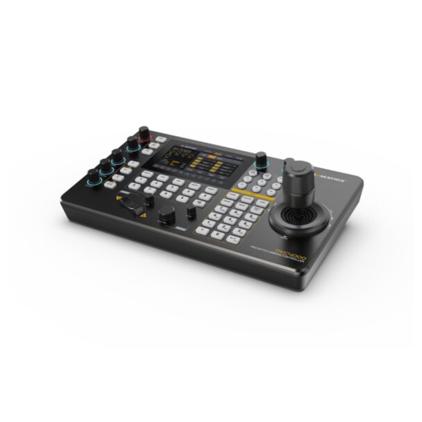 AVMatrix PKC4000-NDI – PTZ camera controller with joystick and 5 inch touch screen, NDI|HX2, ONVIF, VISCA over IP, Pelco and PoE