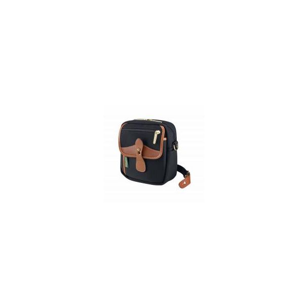 Billingham Pola Stowaway Pouch Black Canvas/Tan Leather Trim + Brass Hardware