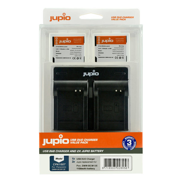 Jupio Value Pack: 2x DMW-BCM13E 1150mAh Battery + USB Dual Charger