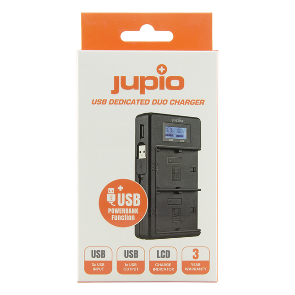Jupio Caricabatteria doppio USB - LCD dedicato Fuji NP-W126(S)
