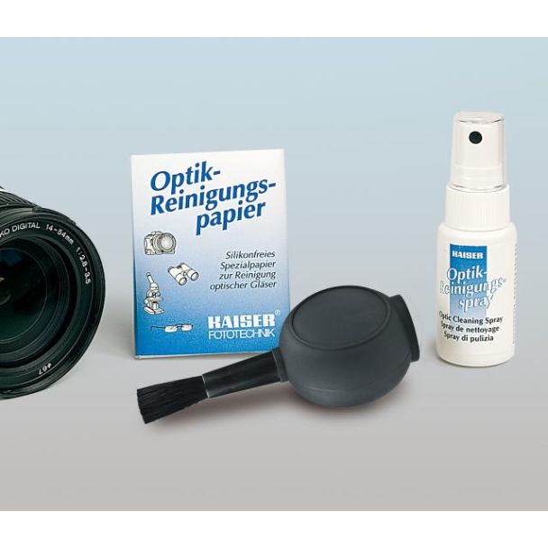 Kaiser Kit di pulizia con spray pompetta a spazzola e pannetti pulizia ottiche