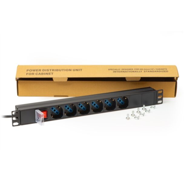 Link LK10060 multipresa da rack 19" 6 prese universali con interruttore spina italiana 16a colore nero viti incluse