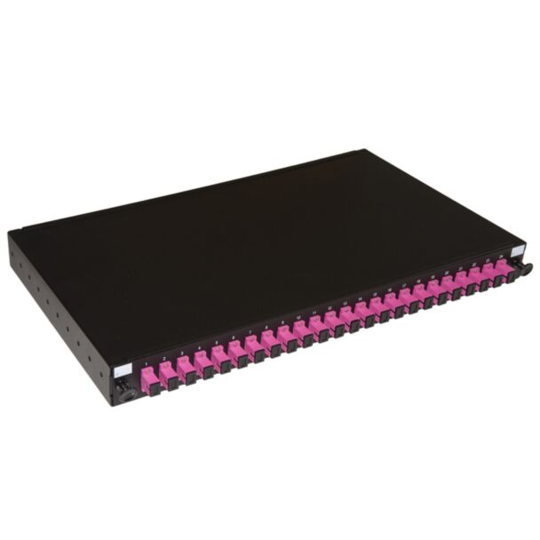 Link LK24SC4 fibre optic panel 19" with 24 adapters SC simplex OM4 depth 250 mm, black
