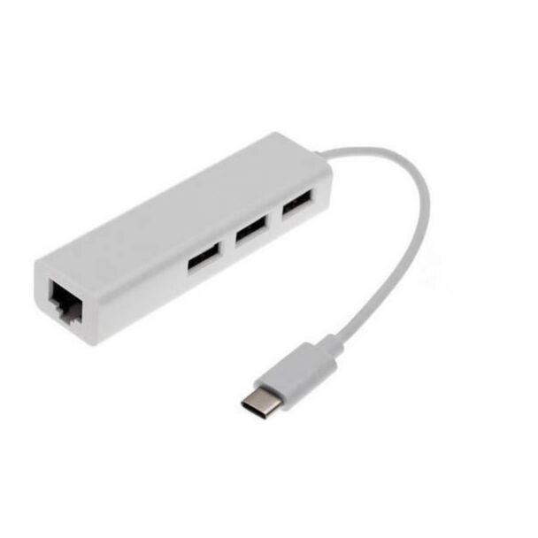 Link LKADAT127 USB-C adapter male with outlet network RJ45 10/100 HUB 3 ports USB 2.0