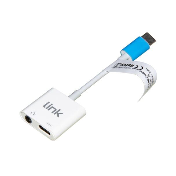 Link LKADAT153 adapter splitter USB-C male for charging smartphone and audio with microphone for calls and music cm 15
