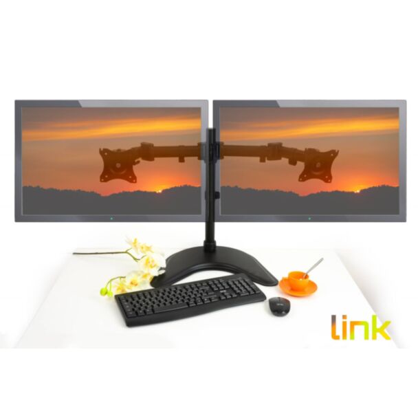 Link LKBR08 braccio da tavolo con base per 2 monitor 13-27", 3 snodi, fino a 8 kg