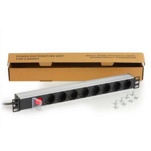 Link LKMP08S rack power strip 19 8 Schuko outlets with switch Schuko plug 16A
