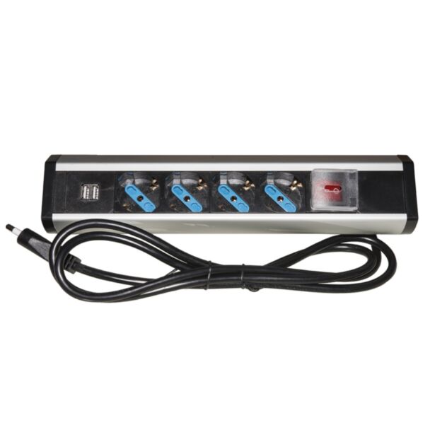 Link LKMPT04 power strip desk 4 universal outlets with 2 ports USB and switch with cover of protection cable 1.80 m three-pin plug Italian 16A