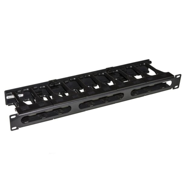 Link LKORG1UDS cable management panel for rack cabinets 19" 1U cage type , high density depth 11 cm with cover hinged, black