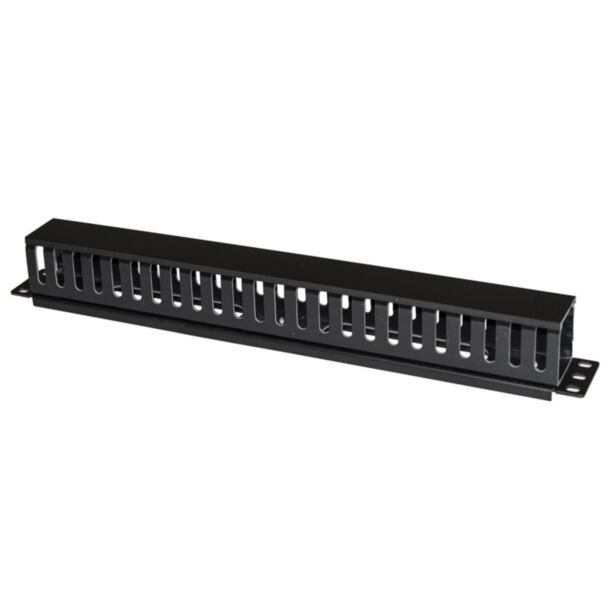 Link LKORG1UL panel cable duct 1U cage type for rack 19" with cover sliding 25 slots, black