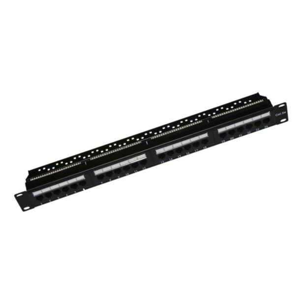 Link LKP5E24U patch panel 19" unshielded UTP 24 ports 8 pin RJ45 for networks category 5E black