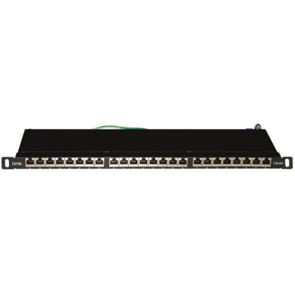 Link LKP6A24SA patch panel 24 ports category 6A shielded 0,5U with cable support bar