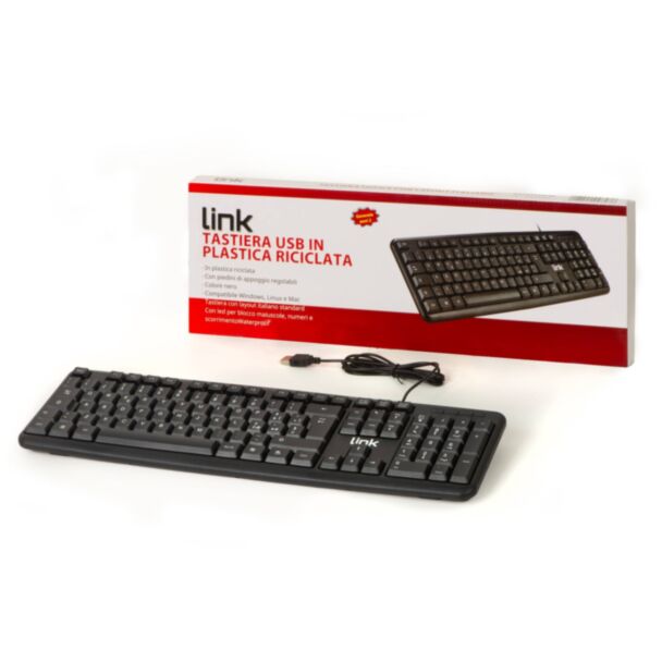 Link LKTAST02R keyboard Italian USB 108 keys in eco-plastic, black