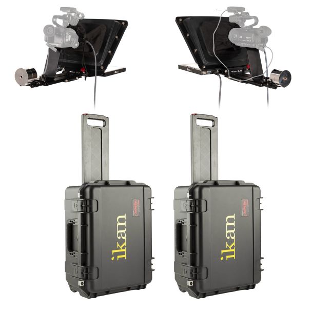 Ikan International PT4700-SDI-P2P-TK P2P Interview System with 2 x Professional 17" High Bright Teleprompter with 3G-SDI Travel Kit