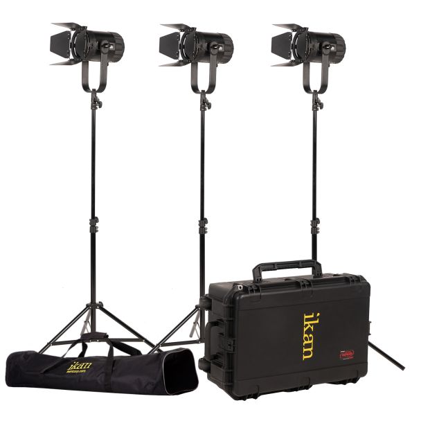 Ikan International SFB150-G-3PT-KIT Kit with 3 x Stryder 150 Watt Fresnel with Hard Case (Gold Mount)