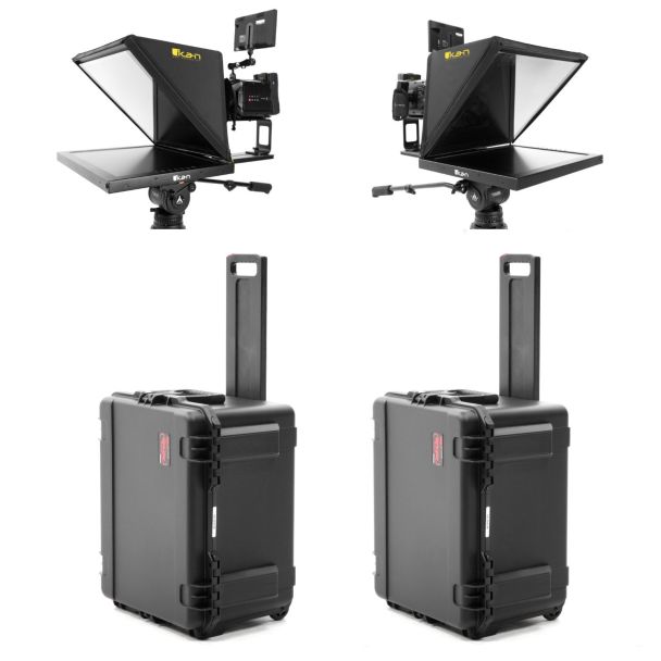 Ikan International PT4900-SDI-P2P-TK P2P Interview System with 2 x 19" 3G-SDI High Bright Teleprompter, Hard Case, & 3G-SDI Cables