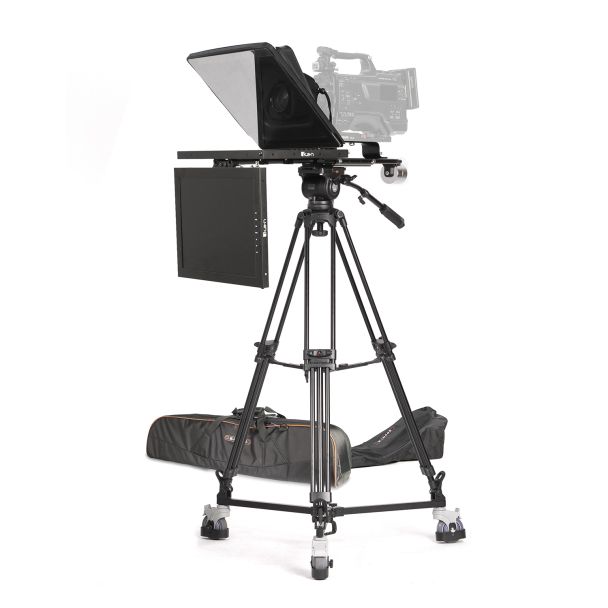 Ikan International PT4500S-TM-TRIPOD 15" SDI Teleprompter, Tripod & Dolly Turnkey w/ Talent Monitor