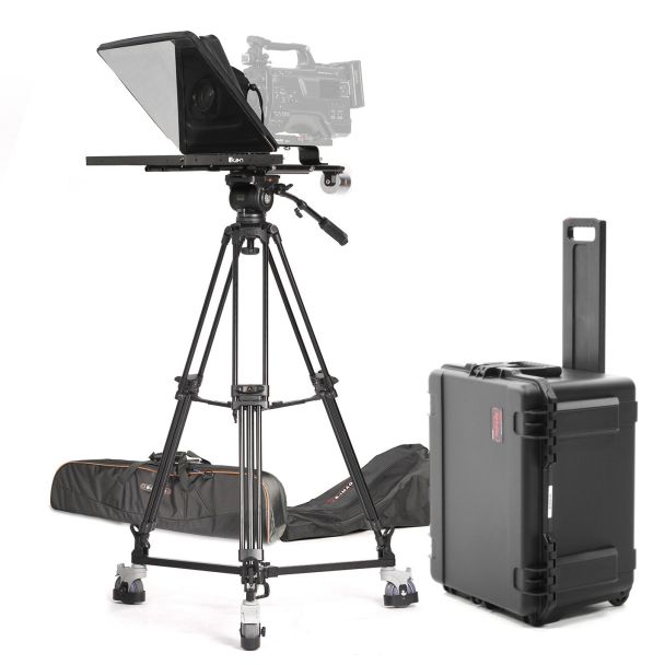 Ikan International PT4500S-TRIPOD-TK 15" SDI Teleprompter, Tripod & Dolly Turnkey w/ Travel Case