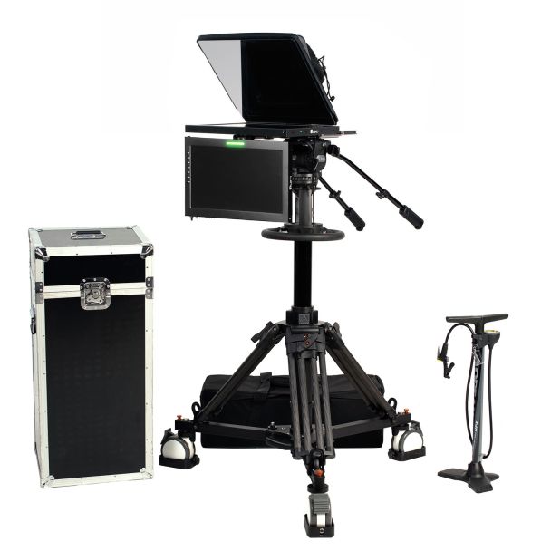 Ikan International PT4700S-TMW-PEDESTAL 17" SDI Teleprompter, Pedestal & Dolly Turnkey w/ 19" Widescreen Talent Monitor